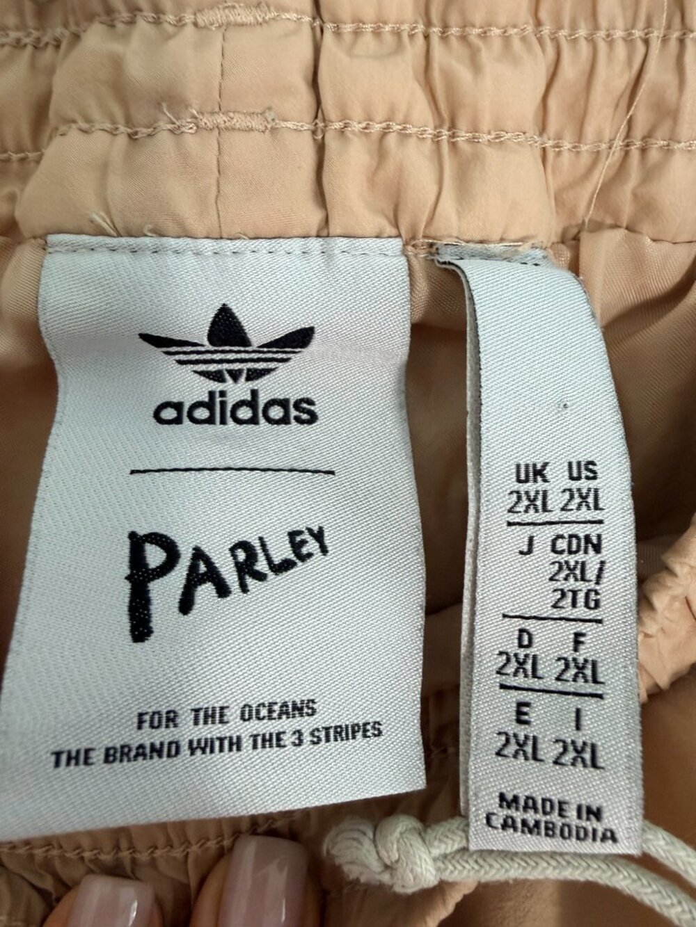 Adidas Originals x Parley Beige Track Pants 2XL Sustainable Wide Leg Athleisure - Picture 5 of 7